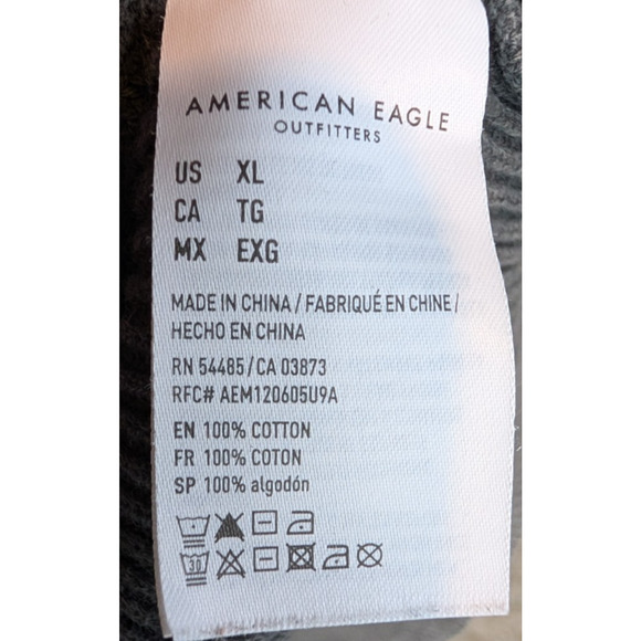 American Eagle Womens Gray Oversized Slouchy Ribbed Knit Crew Neck Sweater XL - Picture 7 of 9